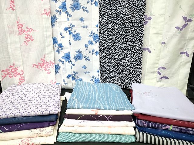 平和屋本店□夏物 小紋 絽 紗 洗える着物 まとめて20点 蝶 花柄 暈し