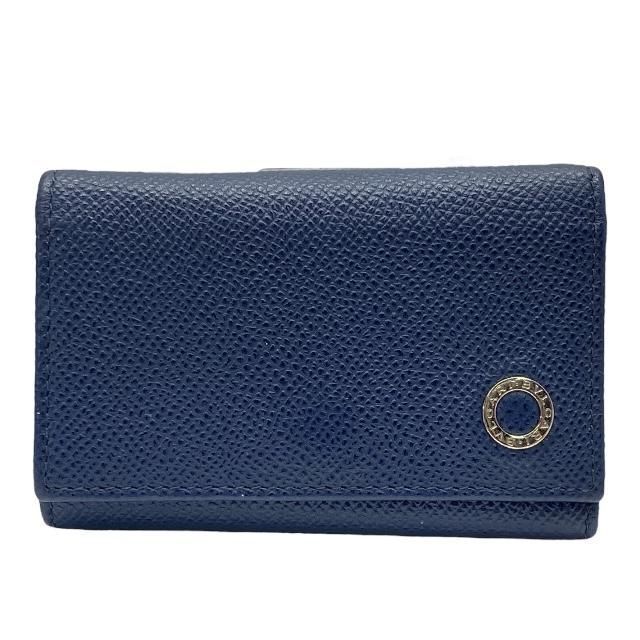 BVLGARI ネイビー レザー キーケース VLGARI ブルガリ ブルガリ・ブルガリ マン 6連 キーケース