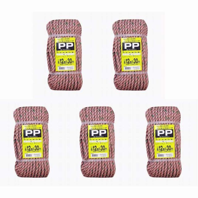 ユタカメイク ロープ ＰＰトラックロープ ＯＢ １２×３０ 5個セット