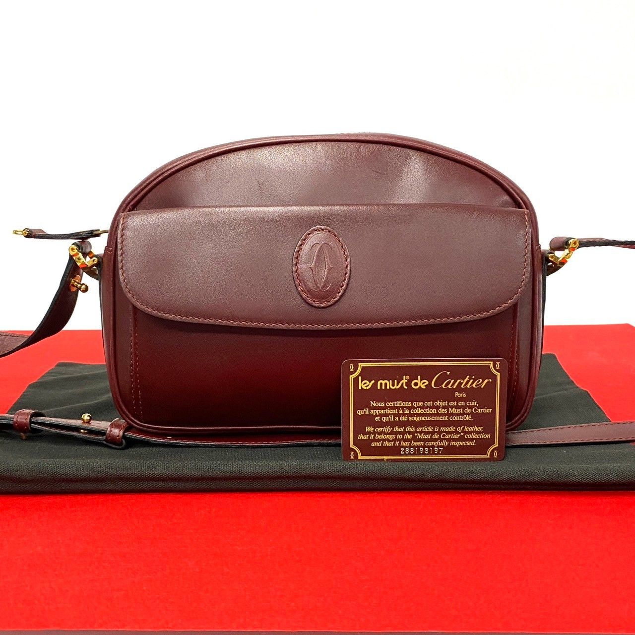極 美品 袋付き CARTIER カルティエ マストライン カーフ レザー 本革 