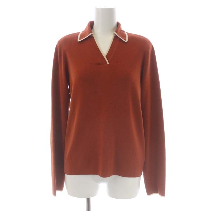 【中古】フォクシー FOXEY Caramel Ribbon ニット セーター ニットシャツ 長袖 38 テラコッタ 40180 /DF ■OS フォクシー FOXEY フCaramel Ribbon ニット セーター ニットシャツ