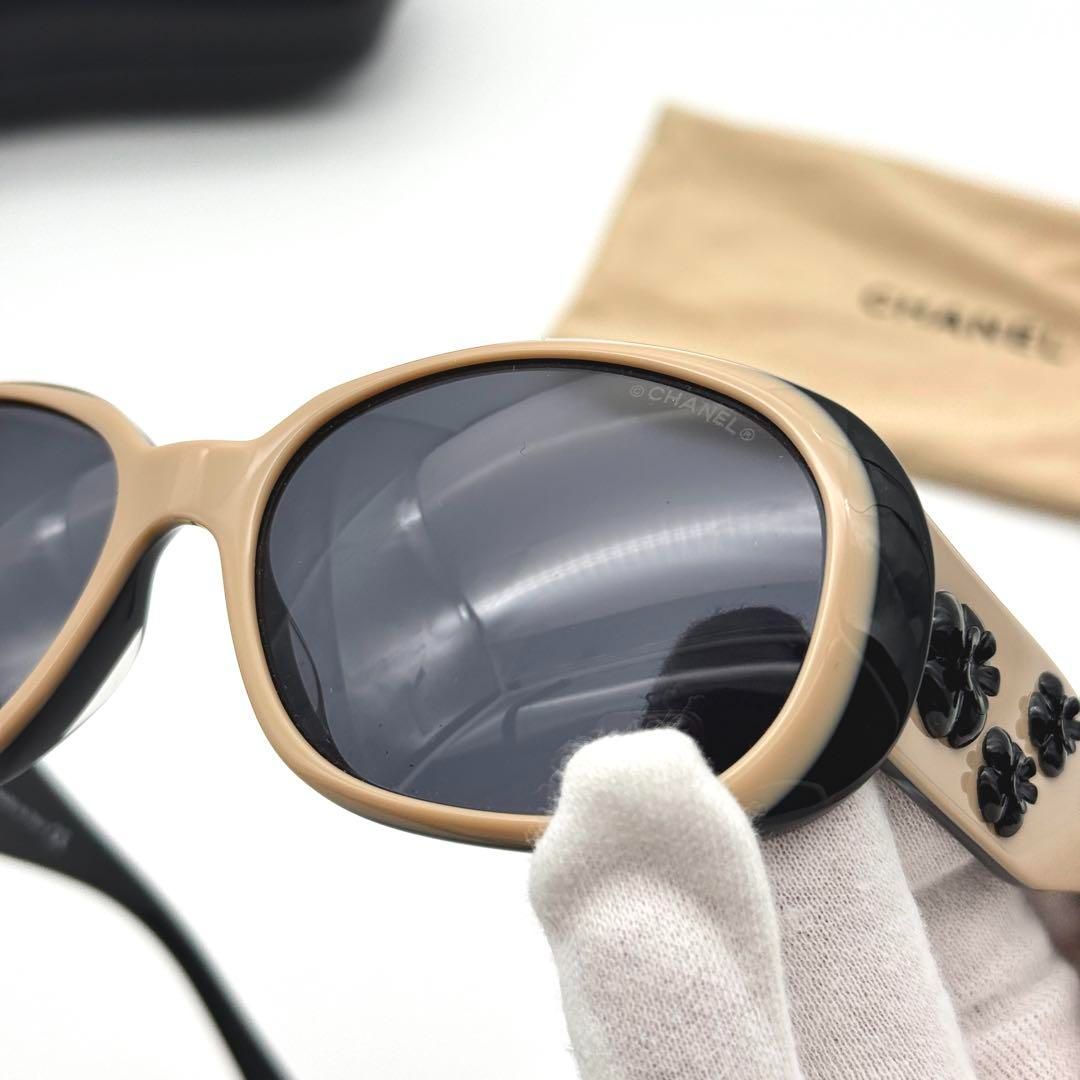 CHANEL サングラス カメリア 5113 ベージュ ブラック ココマーク