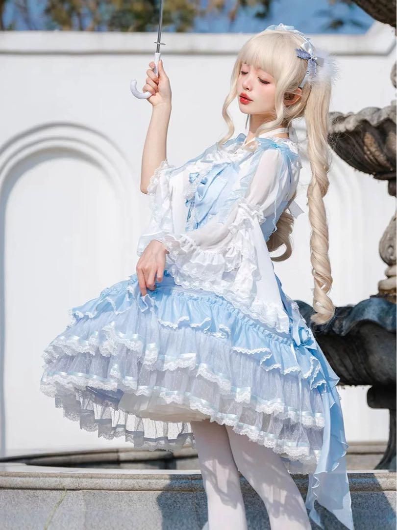 ドレス風ロリータワンピース♡お出かけや女子会、撮影会、お茶会に！お姫様風ワンピ 新品未使用 ドレス風ロリータワンピース お出かけや女子会、撮影会