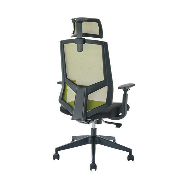 YAMAZEN FIT WORK BCワークチェア ヘッドレスト 肘付 グリーン BCM-AH46 GR 1脚 組立式
