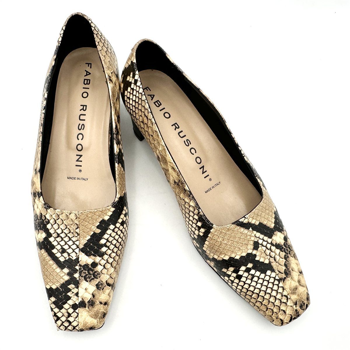 FABIO RUSCONI パンプス パイソン スクエアトゥ 総柄 1937T