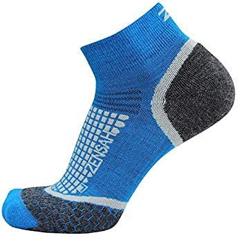 (Small Sporty Blue) - Zensah Wool Running Socks - Comfortable Grit Ankle Athletic Sport Sock - Moisture Wicking Anti-Blister