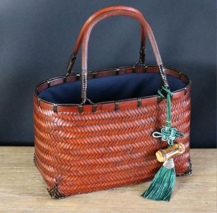 竹編み買い物かご　竹工芸　竹細工 新入荷 手作り 竹編細工籠收納籃收納竹工芸竹細工 工芸品