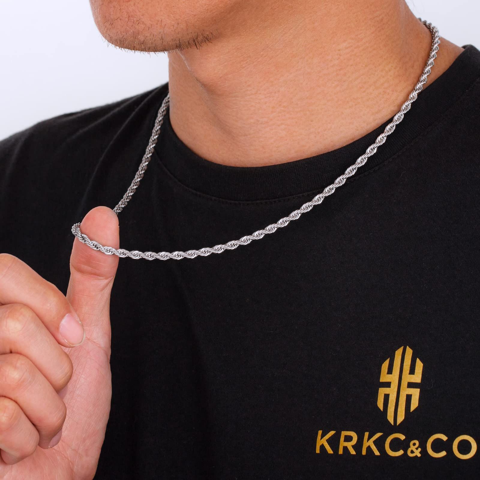 特価商品】シンプル 男女兼用 ハワイアンジュエリー ネックレスチェーンのみ 金メッキ アクセサリー ステンレス チェーンネックレス メンズ  46/51/61cm 幅2.5/4/6mm フレンチロープチェーン KRKCCO メルカリShops