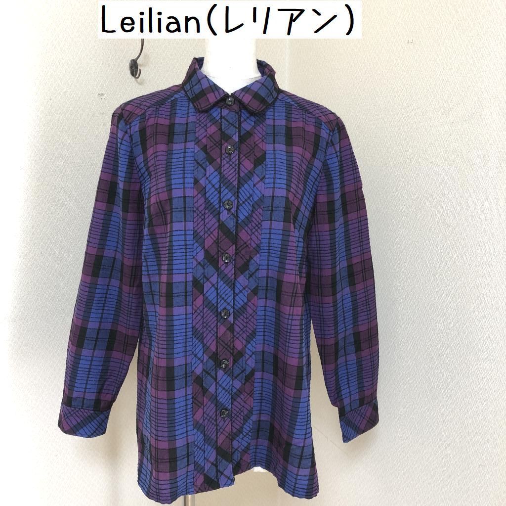 レディース トップス Leilian（レリアン) チェック ブラウス 長袖