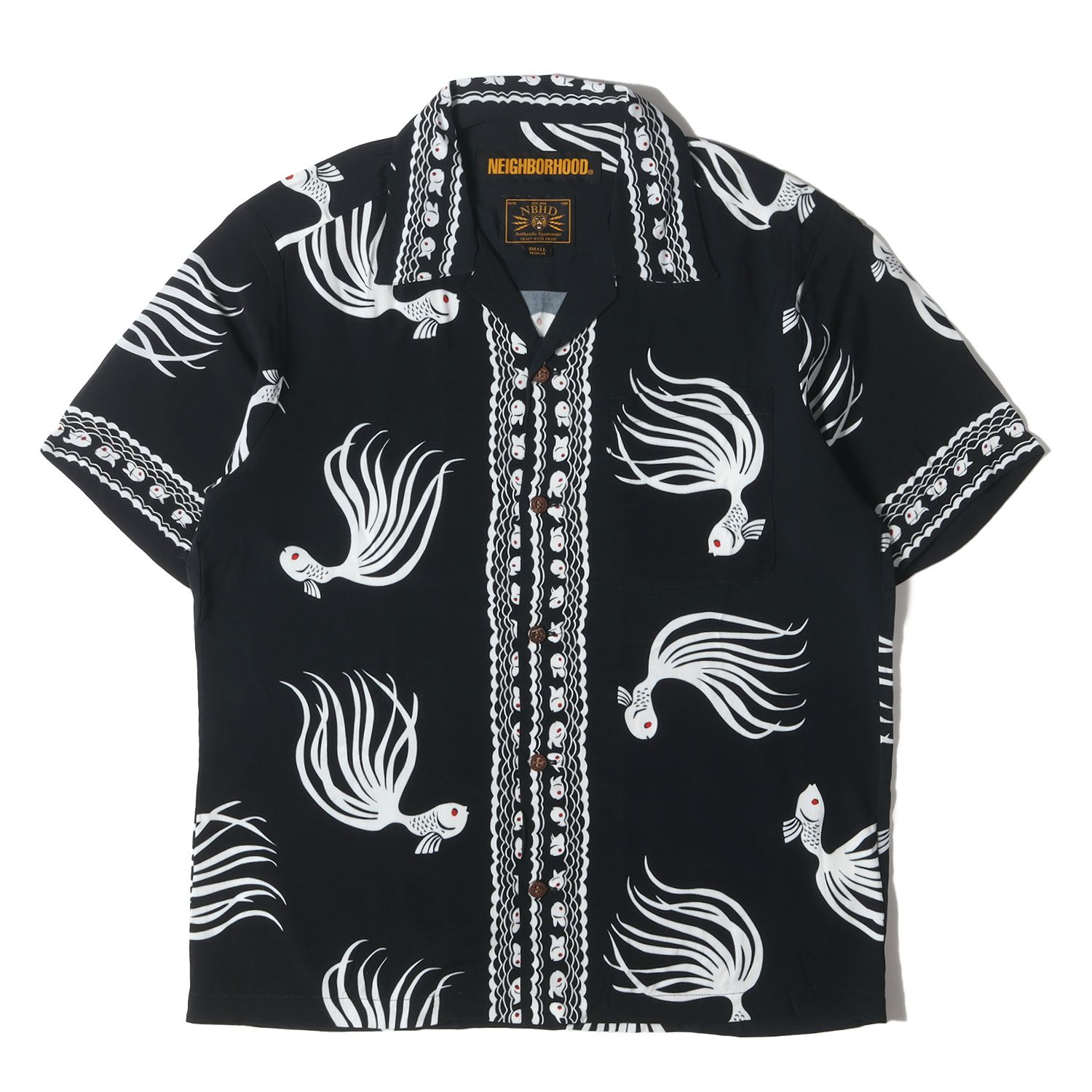 【美品】NEIGHBORHOOD ネイバーフッド サイズ:S / フィッシュ柄 レーヨン アロハシャツ (OTHA FISH ALOHA / LY-SHIRT . SS) / ブラック 黒 / トップス カジュアルシャツ【メンズ】【中古】 美品】NEIGHBORHOOD ネイバーフッド サイズ:S / フィッシュ柄 レーヨン