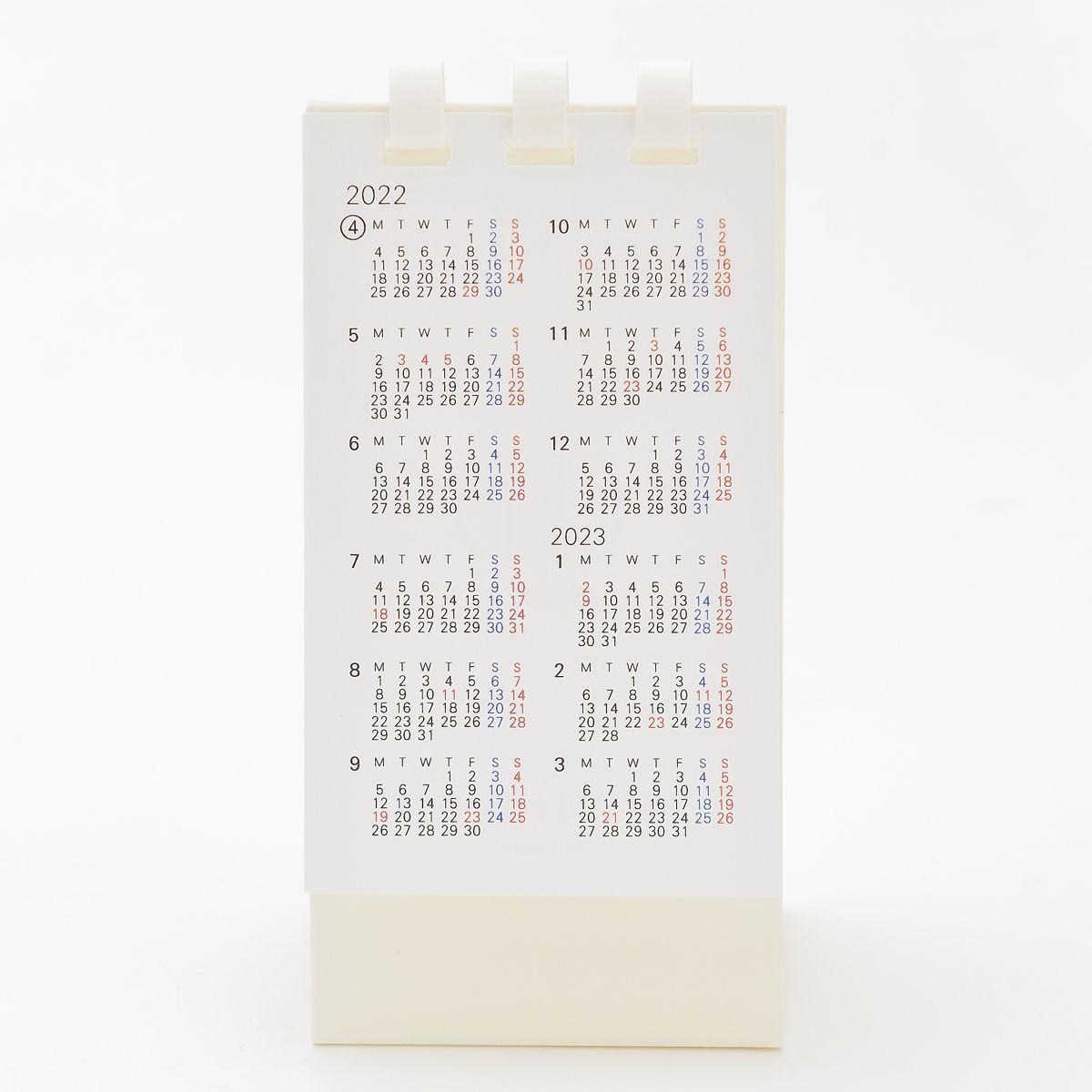 メルカリshops 卓上カレンダー ミニ ４月始まり たて型 月曜始まり 日曜始まり 22