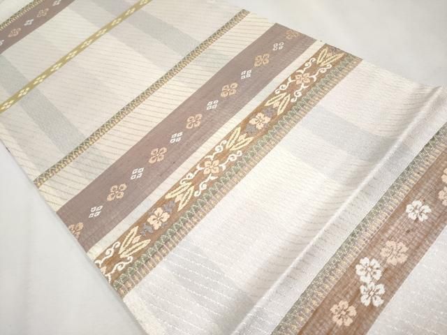 平和屋本店□極上 スリーシーズン 春夏秋 両面 全通柄袋帯 唐織 縞暈織