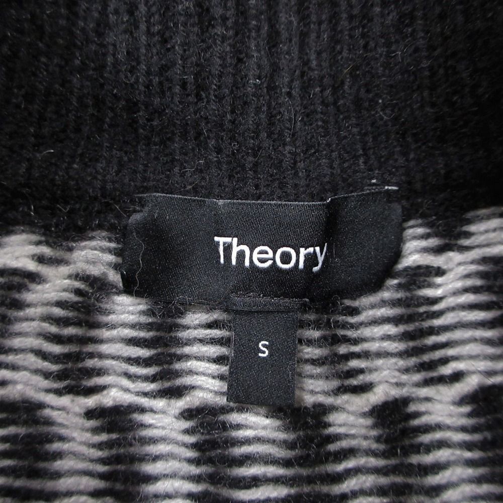 21aw Theory セオリー カシミヤ100％ ニット セーター モックネック バーズアイステッチ トップス S 黒白 レディース 【中古】 21aw Theory セオリー カシミヤ100％ ニット セーター モック