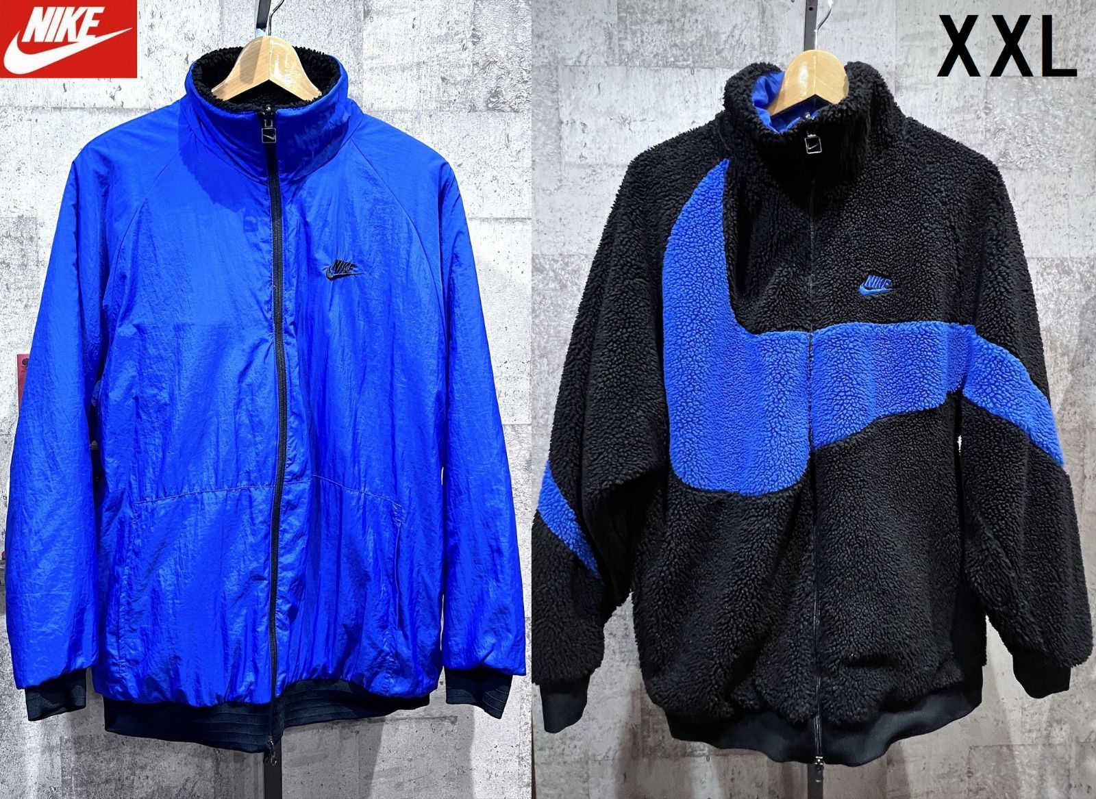 ナイキ ビッグスウォッシュ リバーシブル ボア シェルパ ジャケット 黒青 XXL メンズ NIKE フリース BIG SWOOSH SHERPA  JACKET - メルカリ