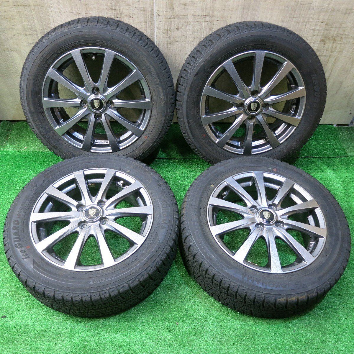 バリ溝 社外15インチ アルミホイール スタッドレスタイヤ付き185/65R15 バリ溝！キレイ！9分☆スタッドレス 185⁄65R15 ヨコハマ アイスガード