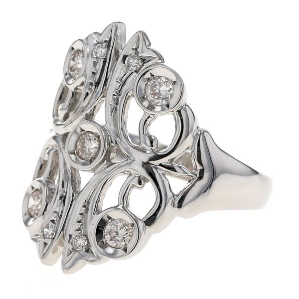 Pt900 プラチナ リング ダイヤモンド 0.31ct ラウンド 透かし