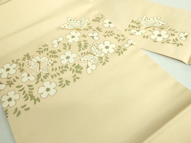 平和屋着物 上 塩瀬 九寸名古屋帯 駒刺繍 花蝶文 砥粉色地 金彩 DZAA9520kh5