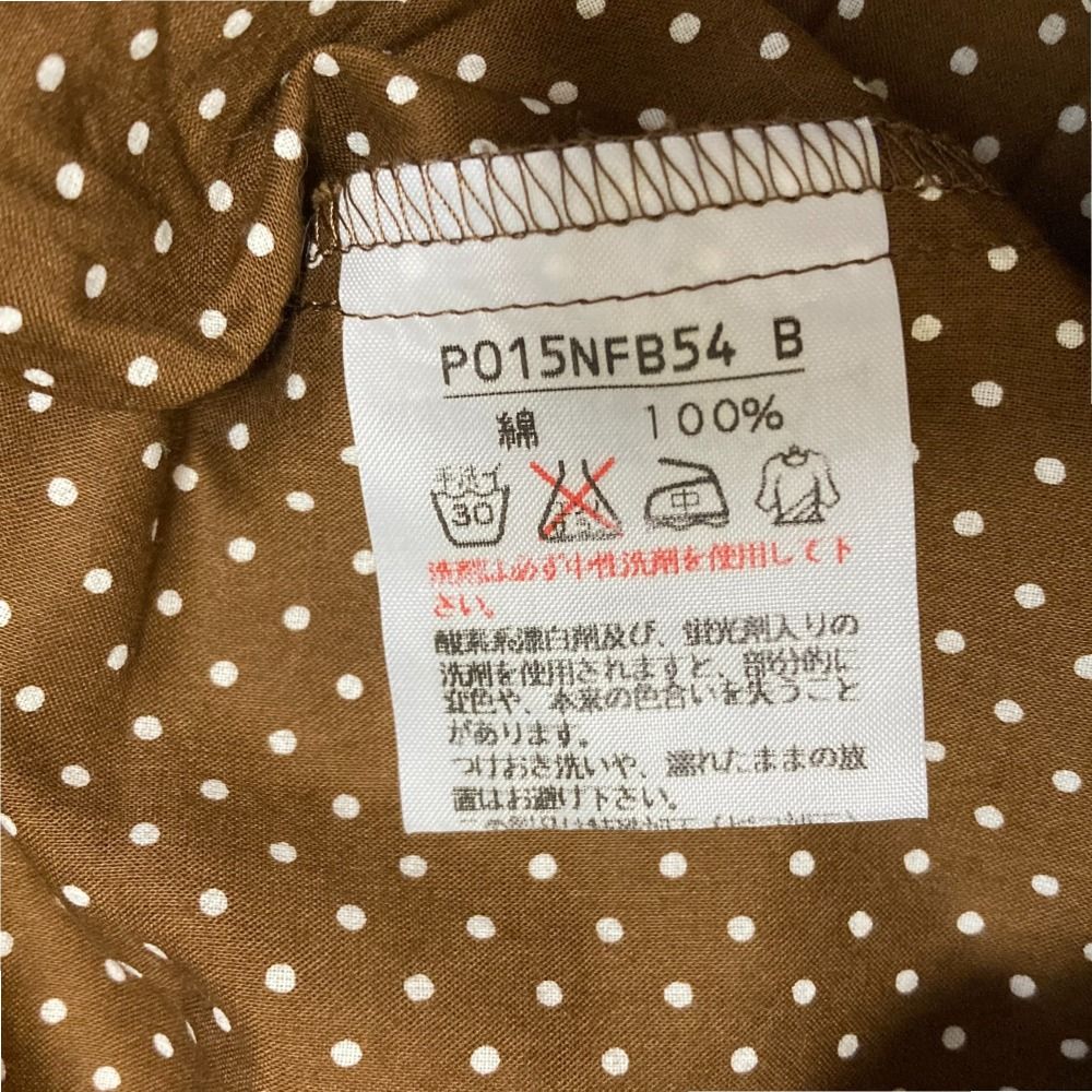 美品 PINK HOUSE ピンクハウス ドット柄 ノースリーブ フリル ブラウス シャツ ブラウン レディース 古着 中古 USED PINK HOUSE（ピンクハウス） 新品同様 ドットプリント ノースリーブ