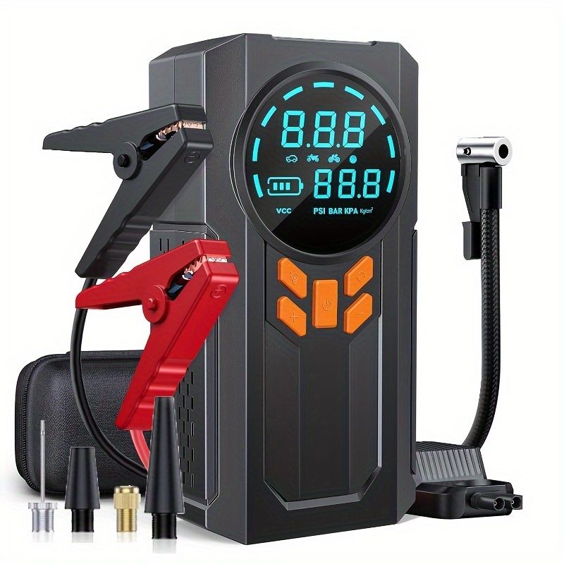 TENGQU 150PSI ポータブル電動エアパンプ 充電式バッテリー 8000mAh 正方形の形状 大出力 高速充填 バッテリー駆動 車のインフレーションと緊急スタートの2つの機能 車 インフレータブルマットレス インフレータブルプール ボール用