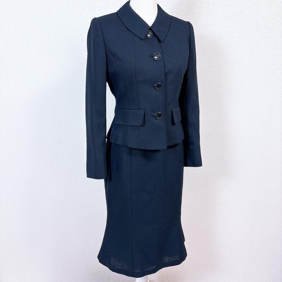 AMI INTIME スカートセットアップ 9 無地 ネイビー