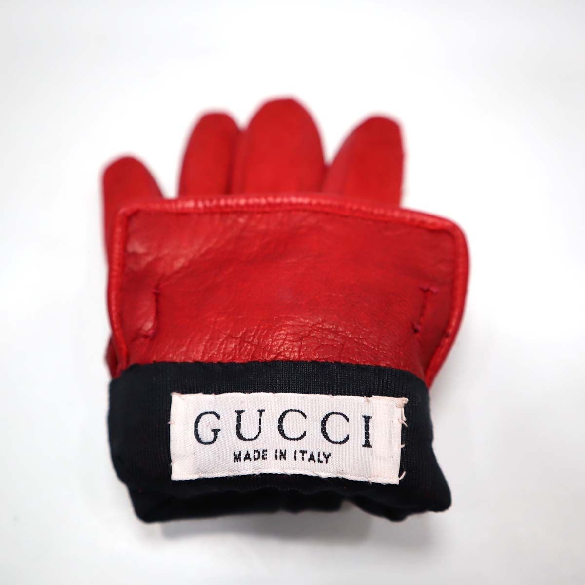 グッチ GUCCI 手袋 赤 レザー シルク ホースビット グローブ