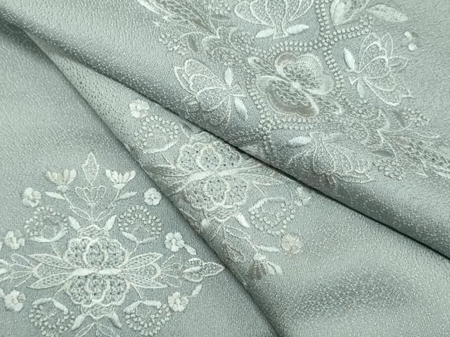 平和屋着物○中国三大刺繍 総刺繍 スワトウ刺繍 訪問着 菱草花文