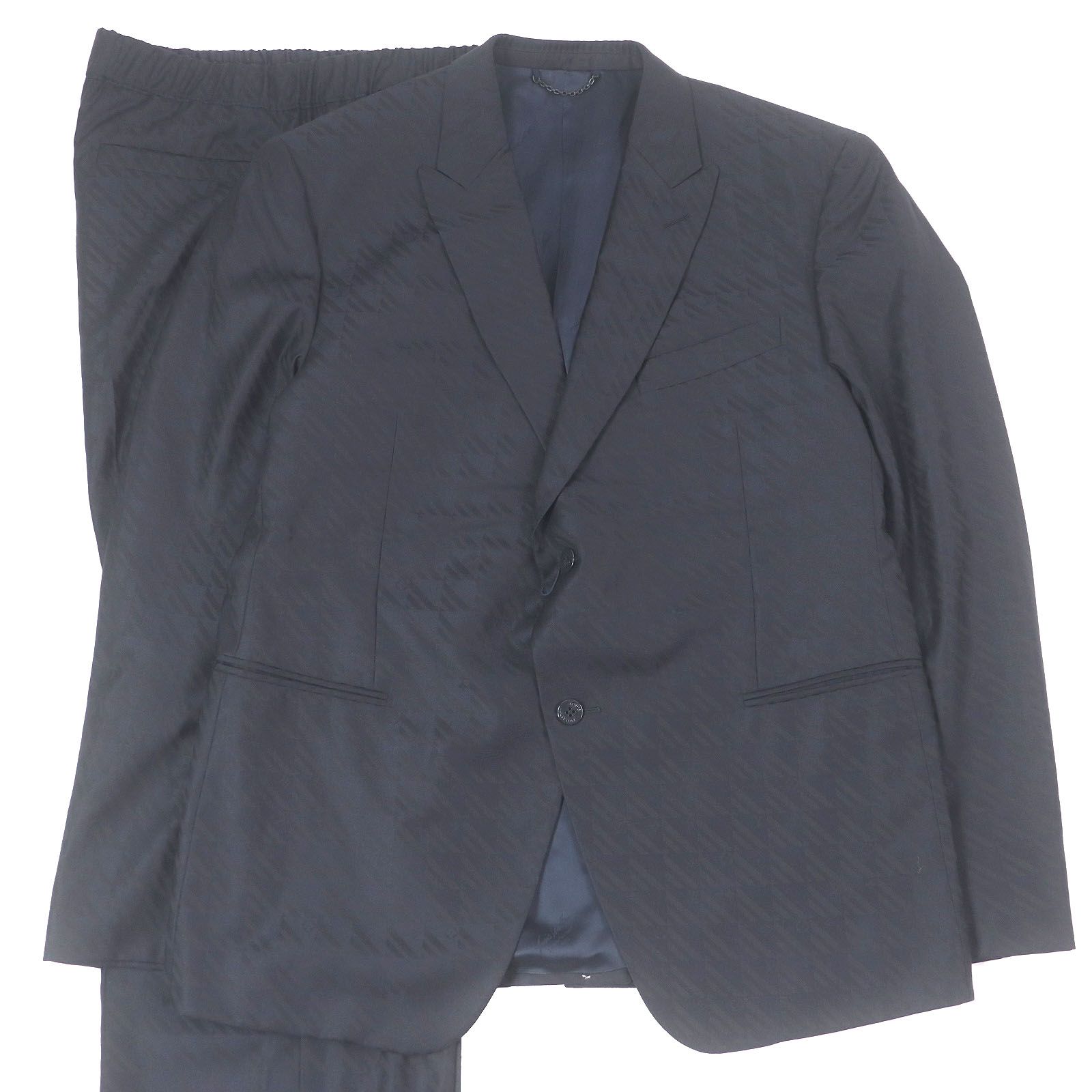 □LOUIS VUITTON ルイヴィトン 23SS PONT NEUF FIT モノグラム 総柄 シングルスーツ セットアップ ネイビー 58|50 イタリア製 メンズ
