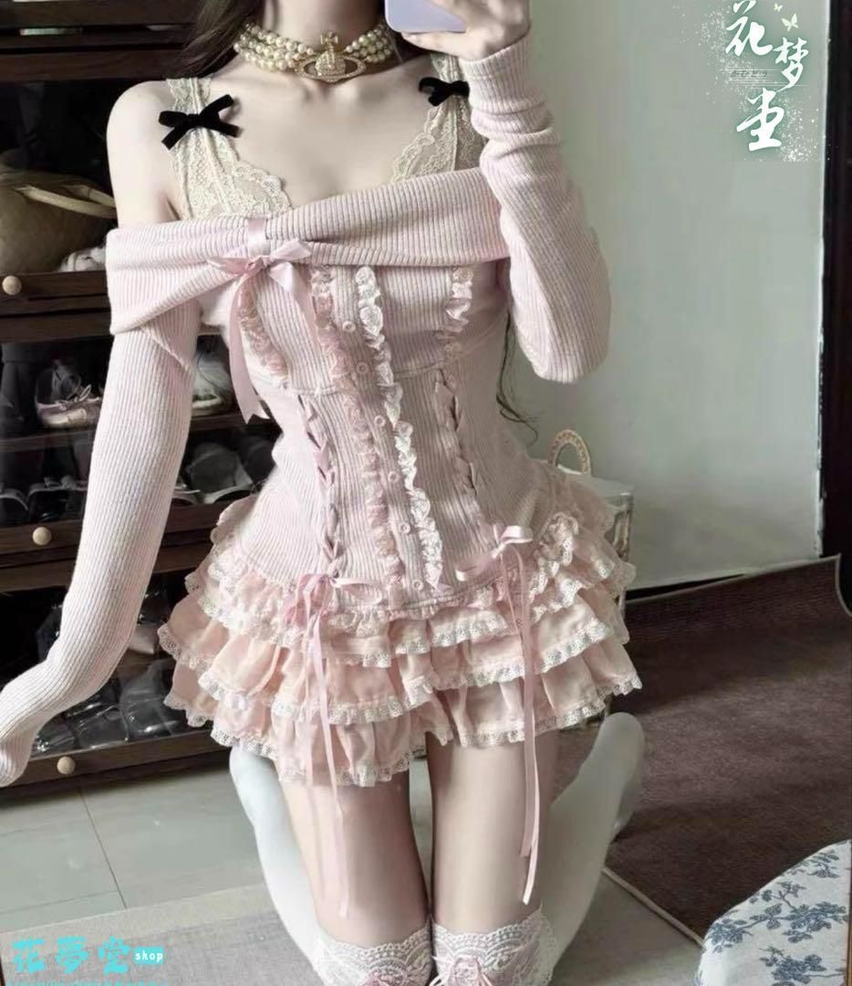 25年 ♥大人気~~レースセットアップ フリルスカート 春夏デート女子会におすすめ 撮影会 舞台 イベント 原野空間-77