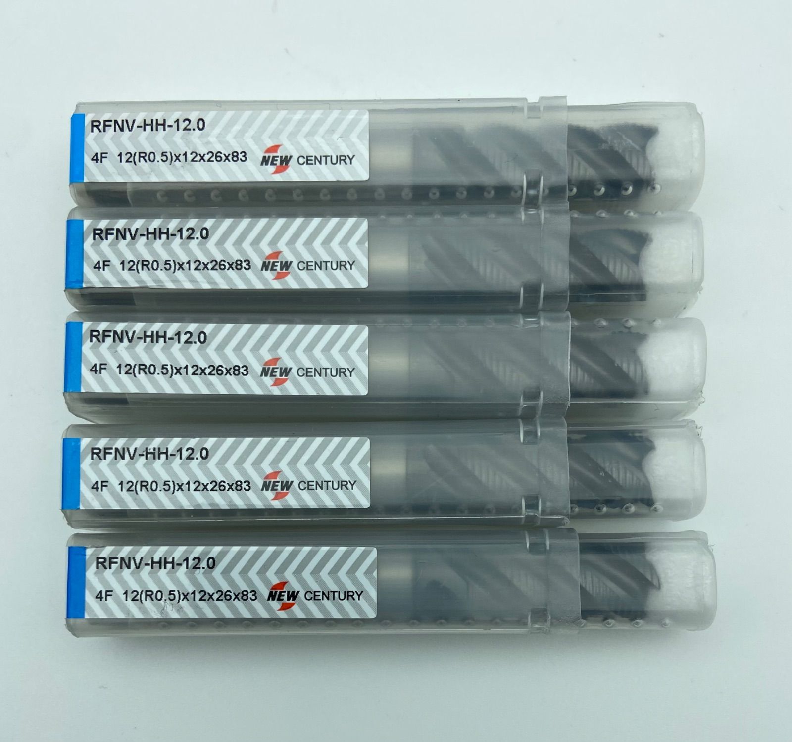 ニューセンチュリーNEW CENTURY RFNV-HH 12×R0.5 超硬強ねじれラフィング防振エンドミル 5本セット
