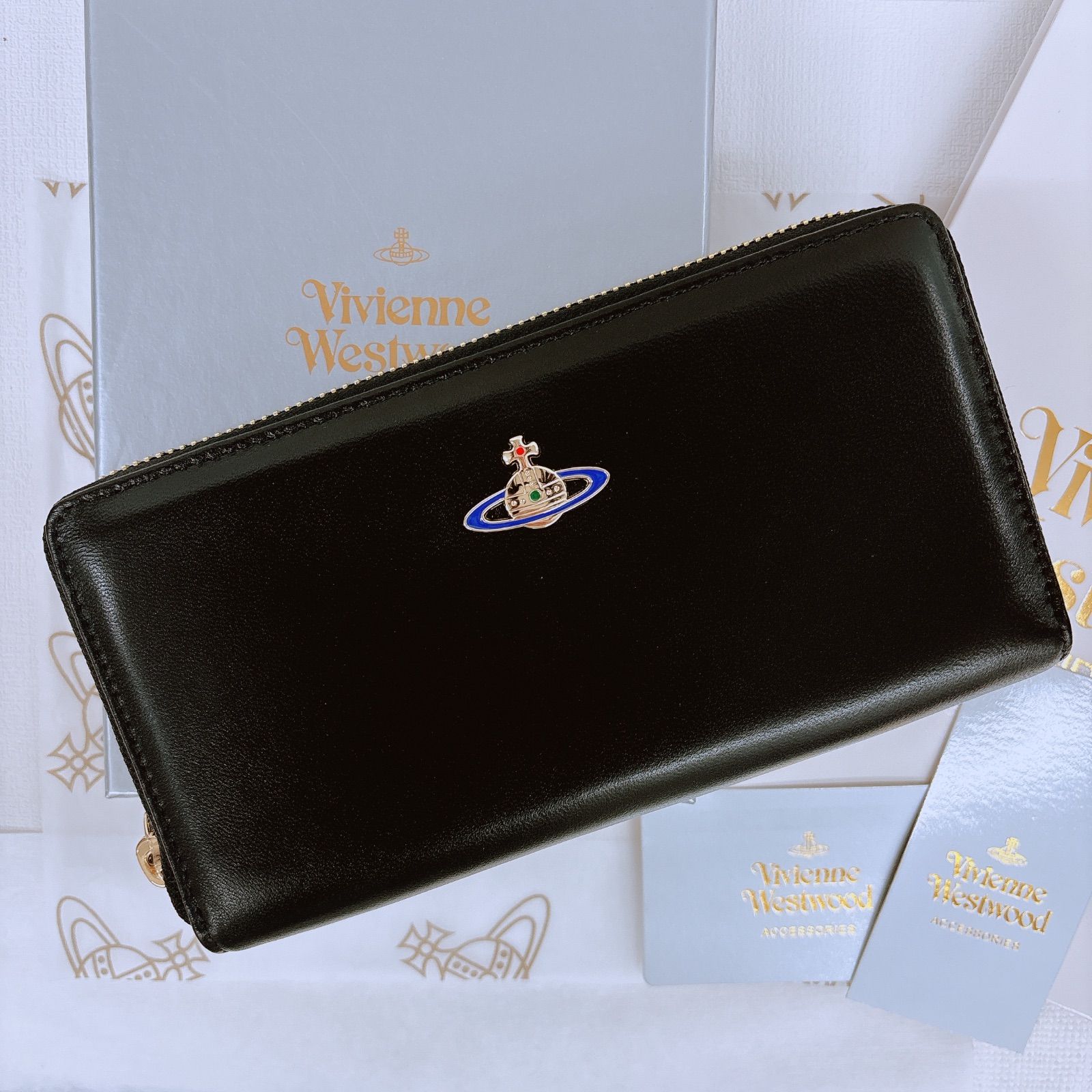 【ショッパー付】Vivienne Westwood 長財布 ブラック マット ヴィヴィアンウエストウッド 財布 長財布 黒(ブラック) Vivienne