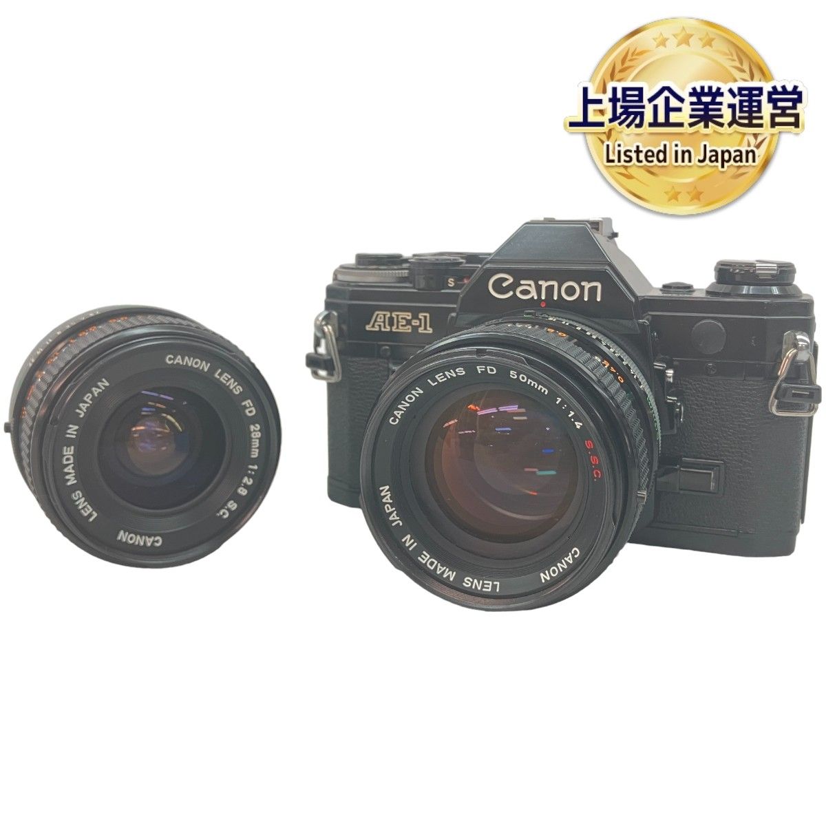 CanonAE-1フィルムカメラ28mmレンズ付きジャンク本体の Canon キャノン AE-1 フィルム一眼レフカメラ レンズ付き