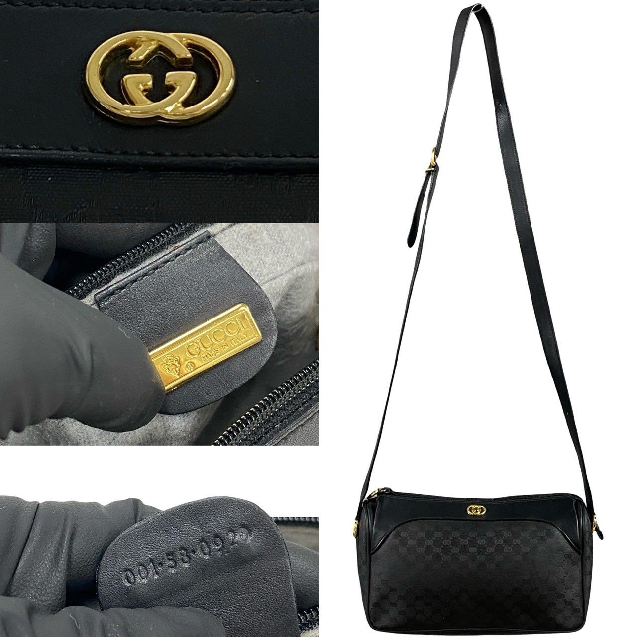 極 美品 オールドグッチ マイクロGG レザー ショルダーバッグ ポシェット 黒 極 美品 GUCCI グッチ オールドグッチ ヴィンテージ マイクロ GG