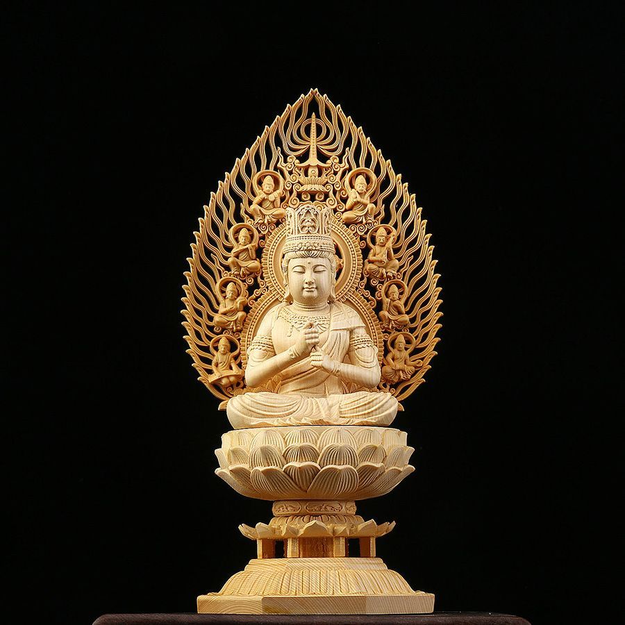 総檜材 仏教工芸品 彩繪 本金 切金 木彫仏教 仏師で仕上げ品