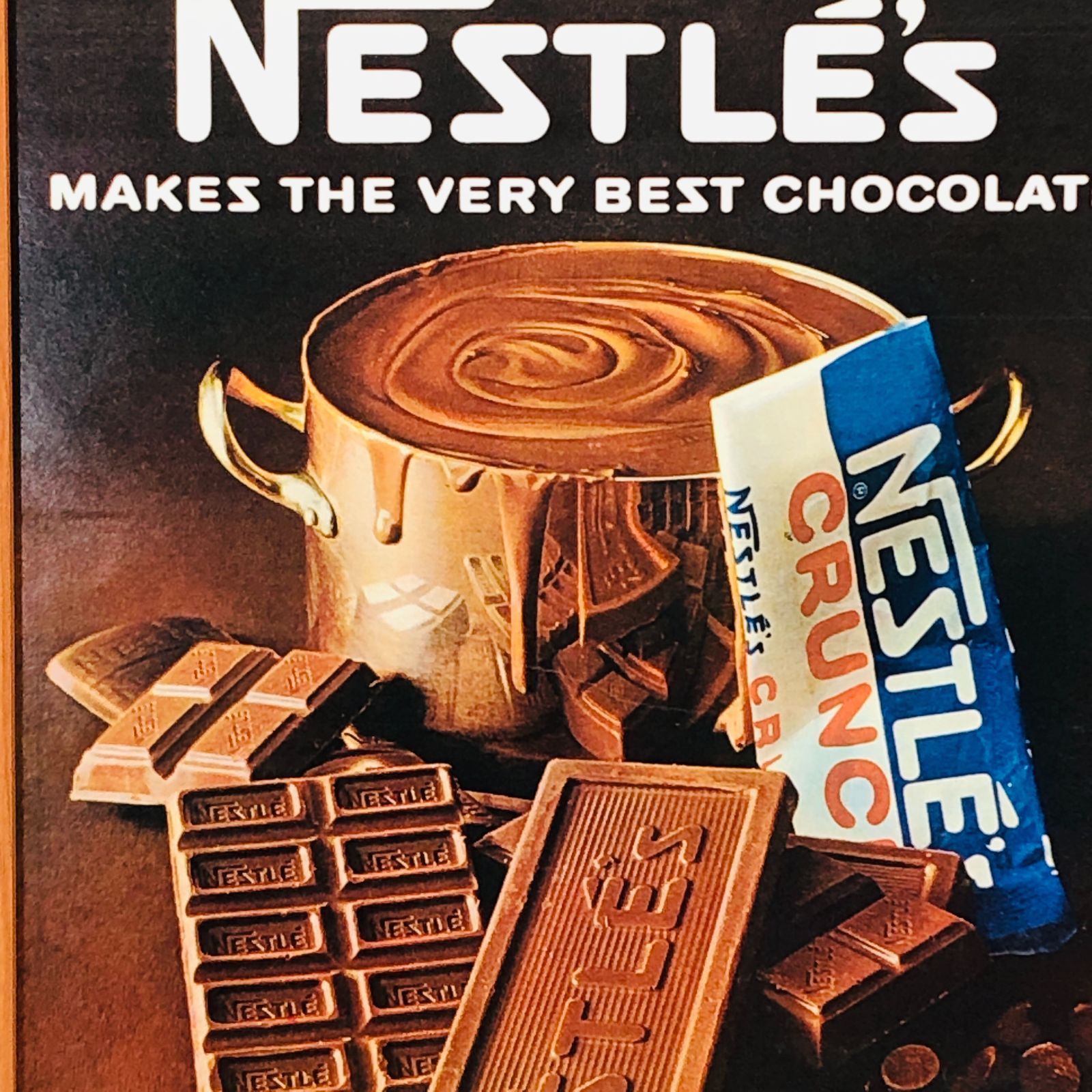 ※貴重な当時物　ビンテージ 広告　フレーム付　『 ネスレNESTLE'S 』 1960年代　オリジナル アメリカ 輸入雑貨　ヴィンテージ　海外雑誌　 アドバタイジング 　レトロ ( AZ1396 )