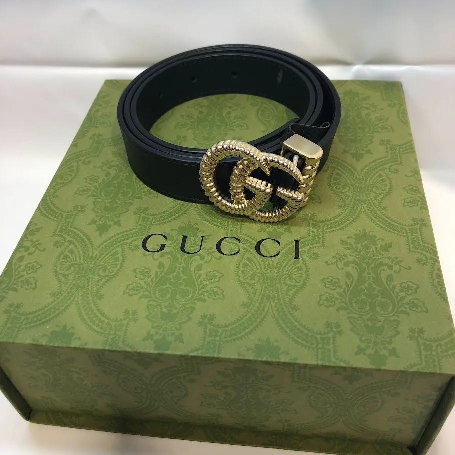 GUCCI グッチ レザー ベルト トーション ダブルG バックル ブラック ゴールド金具 524103 A900G 214351  (80000563)|mercariメルカリ官方指定廠商|Bibian比比昂代買代購