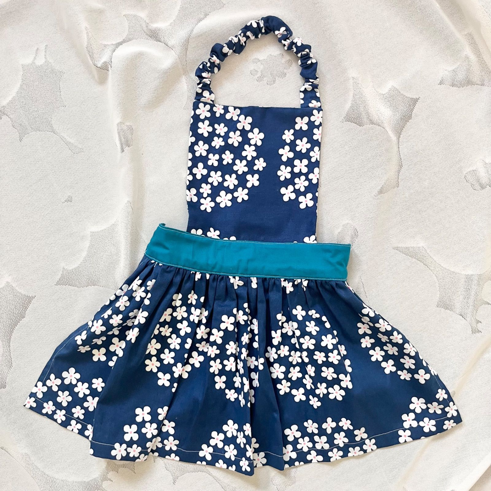 ハンドメイド＊キッズエプロン 三角巾 花柄 アジサイ 女の子 90〜100 