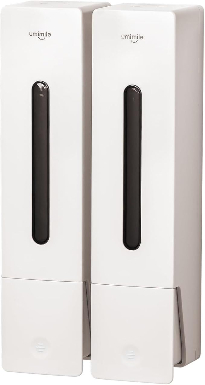 【在庫処分】Umimile シャンプーディスペンサー マグネットディスペンサー 大容量 壁掛け 400ml 詰め替えボトル 簡単取り付け 洗面所 浴室などに適用 (2， ホワイト)