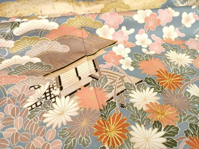 平和屋着物○訪問着 駒刺繍 舞桜 暈し染め 金彩 正絹 逸品