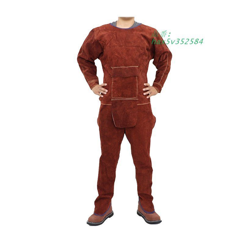 溶接エプロン 牛革 作業エプロン 大判 溶接用エプロン ツールポケット 耐摩耗 電気溶接 防護服 耐熱 防炎 ローネック 作業服 hax5v352584