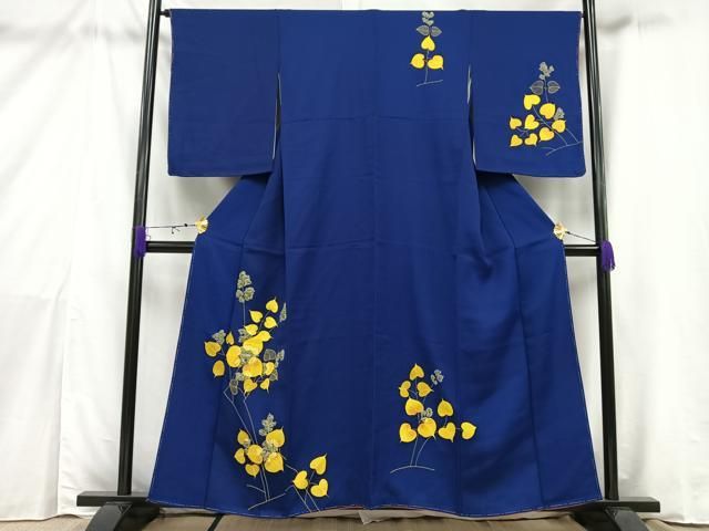 平和屋-こころ店■極上　訪問着　手描き　枝花文　暈し染め　ロング丈　着丈173.5cm　裄丈69.5cm　正絹　逸品　3kk3392 平和屋着物□訪問着 駒刺繍 雪輪舞花文 暈し染め 金彩