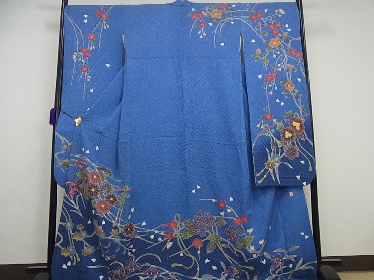 平和屋本店□希少 名門 藤娘きぬたや・総絞り 振袖・長襦袢セット 草花