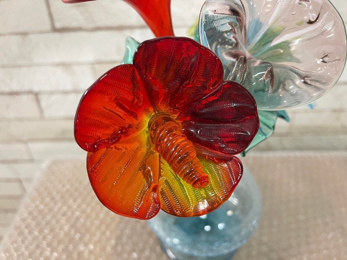 □琉球ガラス インテリア 硝子 ハイビスカス 朝顔 アサガオ 蕾 花 花瓶