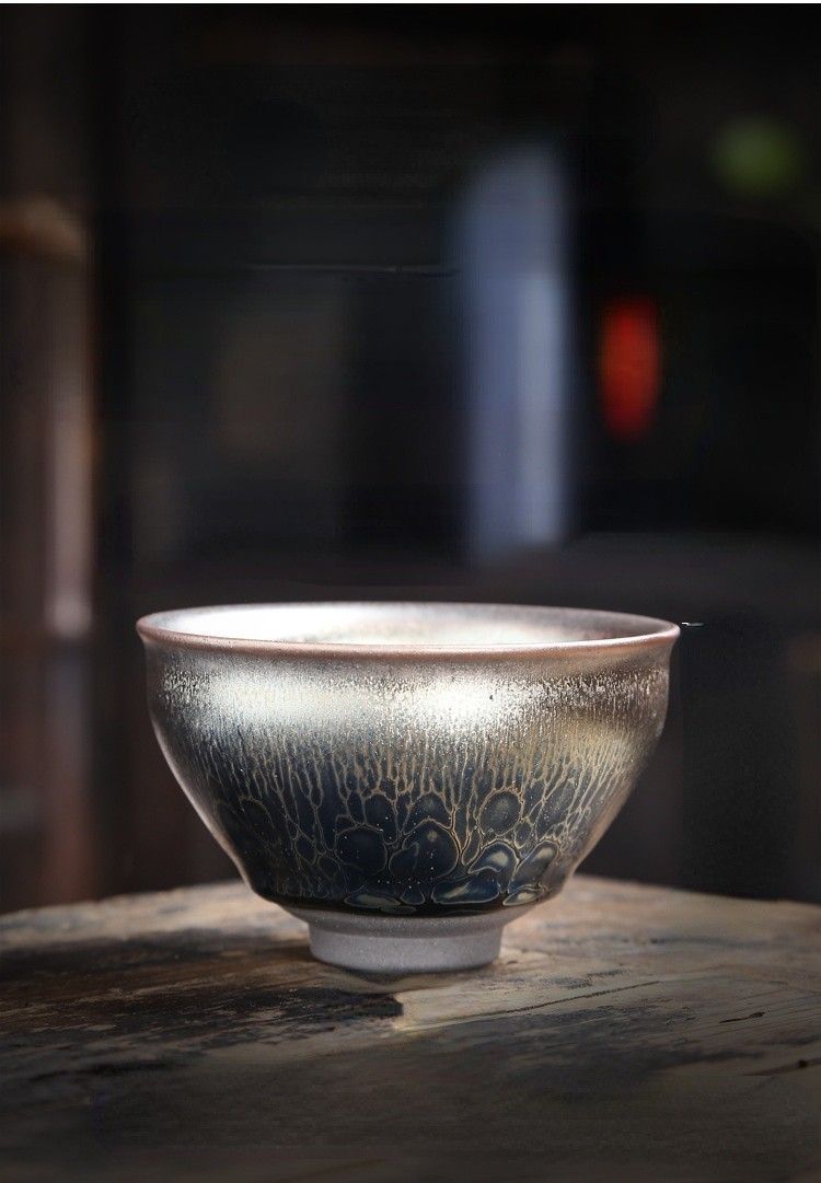 ☆茶碗 茶道具 建窯盞 窯変釉 天目 中国 主人杯 天目釉 油滴天目