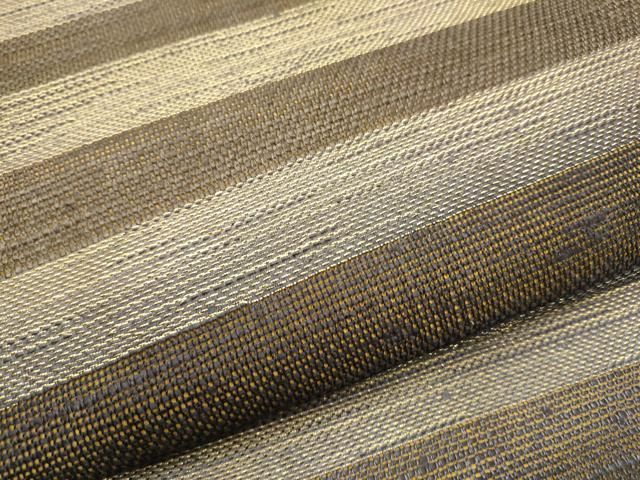 平和屋着物○両面 全通柄袋帯 紬地 横段文 金糸 やまと