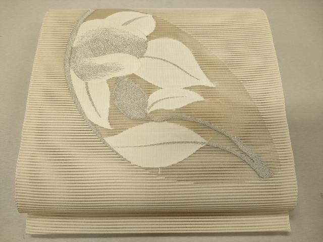 平和屋着物＊夏物 八寸名古屋帯 絽綴れ 銀糸 正絹 逸品 CAAW9077oy