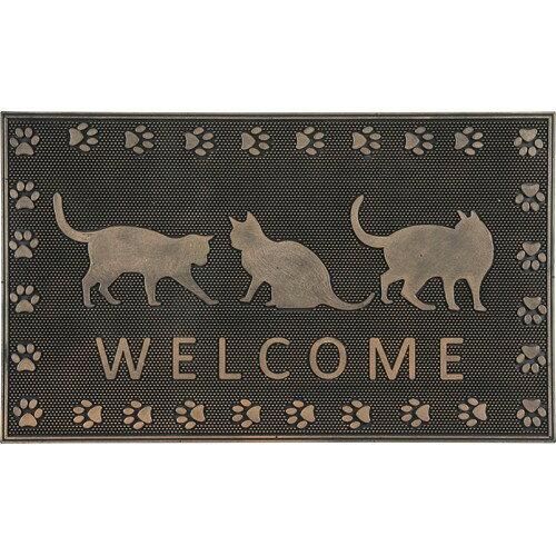 【新品・2営業日で発送】FUJI ラバーマット ウェルカムキャット 品番:99649 品番:99649【入数:5】