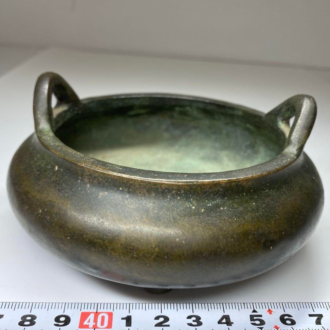 中国古玩 宣徳年製 古銅 香炉 877g トヒチサ 東な6-1230 2F