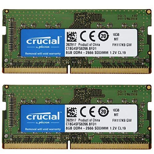 PCパーツCrucial PC4-21300(DDR4-2666) メモリ 8GB×2