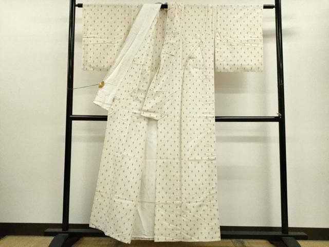 平和屋着物▽上質な紬　単衣　十字絣　ますいわ屋扱い　正絹　逸品　CAAV9495ze 平和屋着物▽上質な紬 単衣 十字絣 ますいわ屋扱い 正絹 逸品