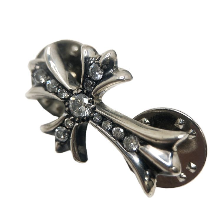 CHROME HEARTS クロムハーツ Stick Pin Tiny Ch Cross タイニー CH クロス スティックピン  w/アフターダイヤモンド ブローチ ピンバッジ